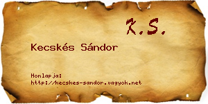 Kecskés Sándor névjegykártya